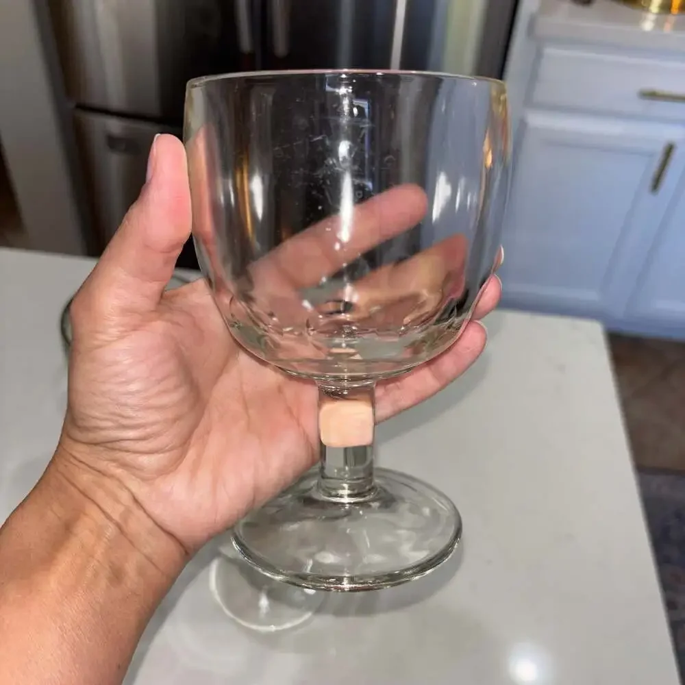 Vintage Clear Glass Thumbprint Stemmed Beer Goblets (4)